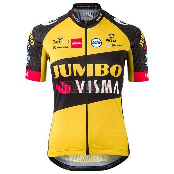 Maglia Donne Jumbo Visma Manica Corta 2021 Nero Giallo